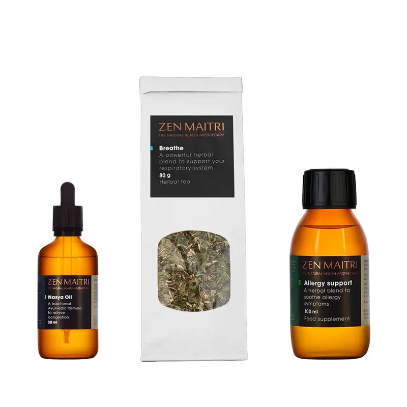 Decongestion Essentials – Tea, Allergy Support Tincture & Nasya Oil Set