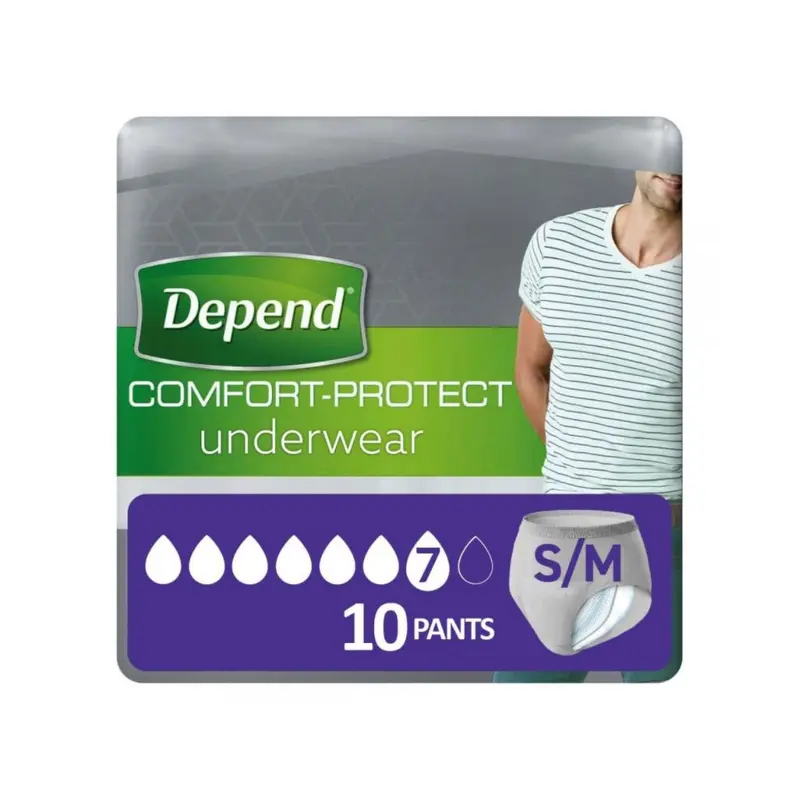 Depend Comfort Protect Underwear Men Level 7 Small/Medium 10 Pants