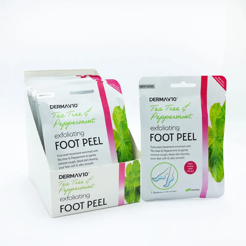 Derma V10 Exfoliating Foot Peel Tea Tree and Peppermint 1 Pair x 6