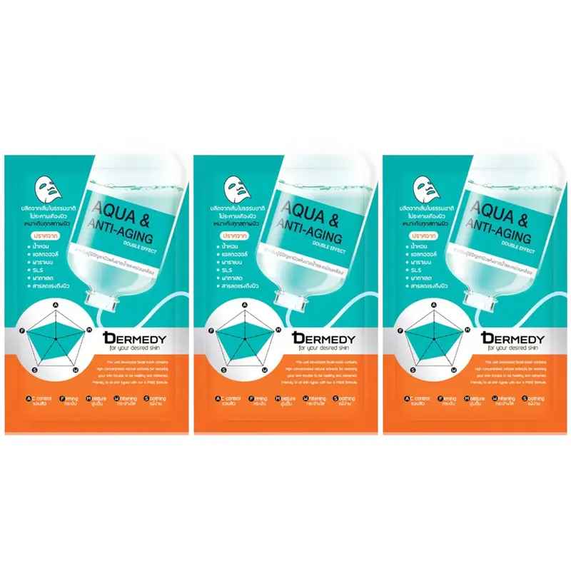 Dermedy - Aqua & Anti-Aging Double Effect Face Mask 25g. (Pack of 3)