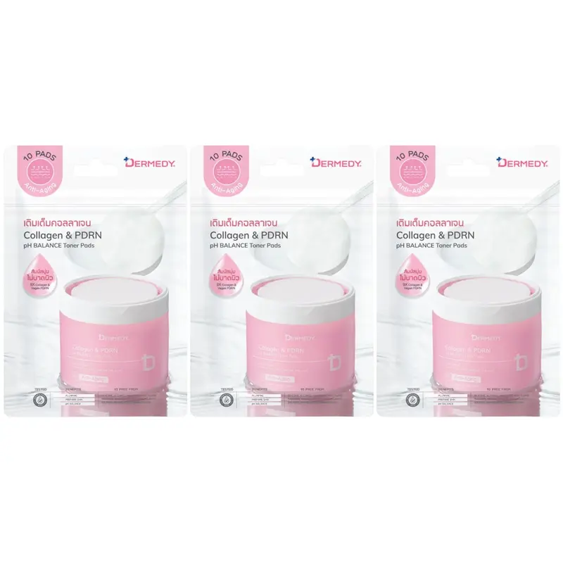 Dermedy - Collagen & PDRN pH Balance Toner Pads 25g. (Pack of 3 x 10 Pads)