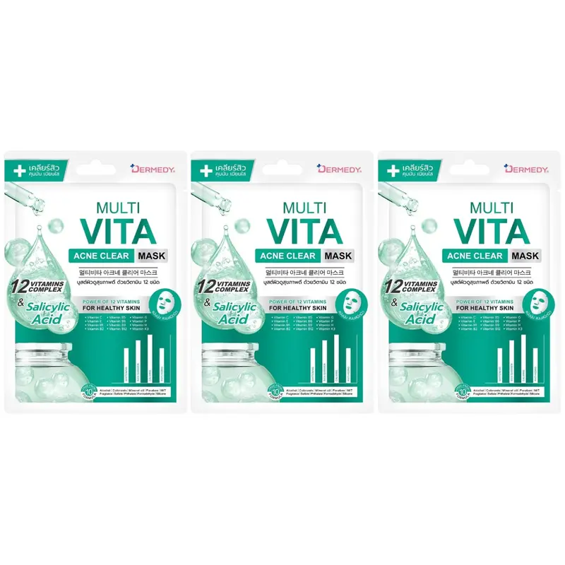 Dermedy - Multi Vita Acne Clear Mask 25g. (Pack of 3)
