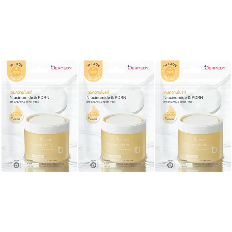Dermedy - Niacinamide & PDRN pH Balance Toner Pad 25g. (Pack of 3 x 10 Pads)