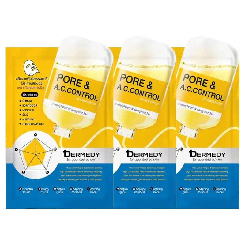 Dermedy - Pore & A.C. Control Double Effect Mask 25g. (Pack of 3)