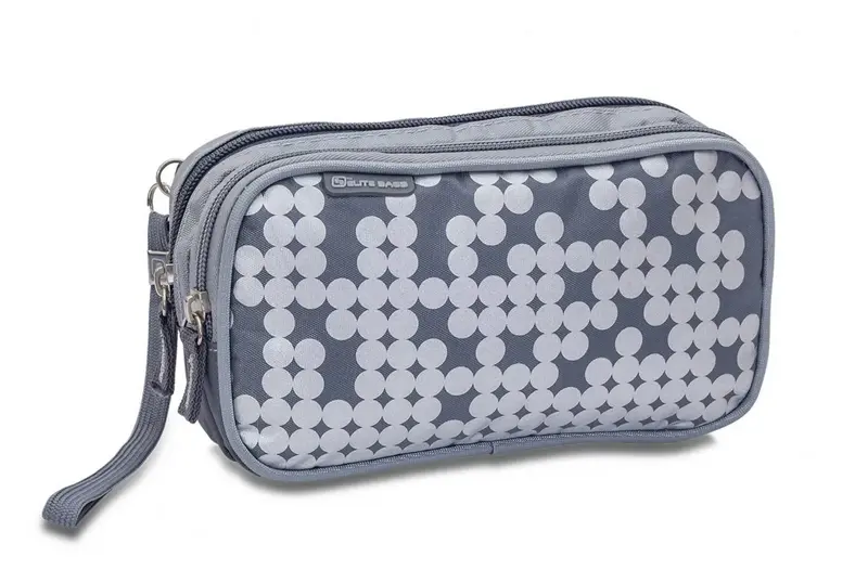DIAS FUNNY DOTS Isothermal Toiletry Bag for Diabetics Kit Silver with Gel Cool Pack