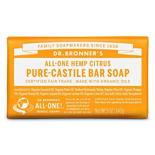 Dr Bronner's Castille Soap Bar All-One Citrus-Orange