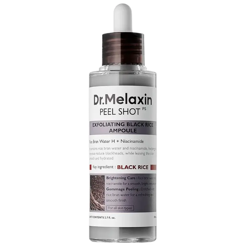 Dr.Melaxin - Peel Shot Exfoliant Black Rice Ampoule with Rice Bran Water H + Niacinamide 80ml.