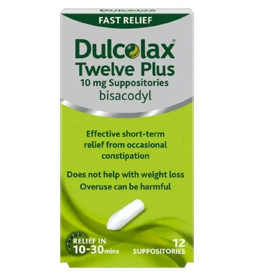 Dulcolax Twelve Plus 10mg Suppositories – 12 Suppositories