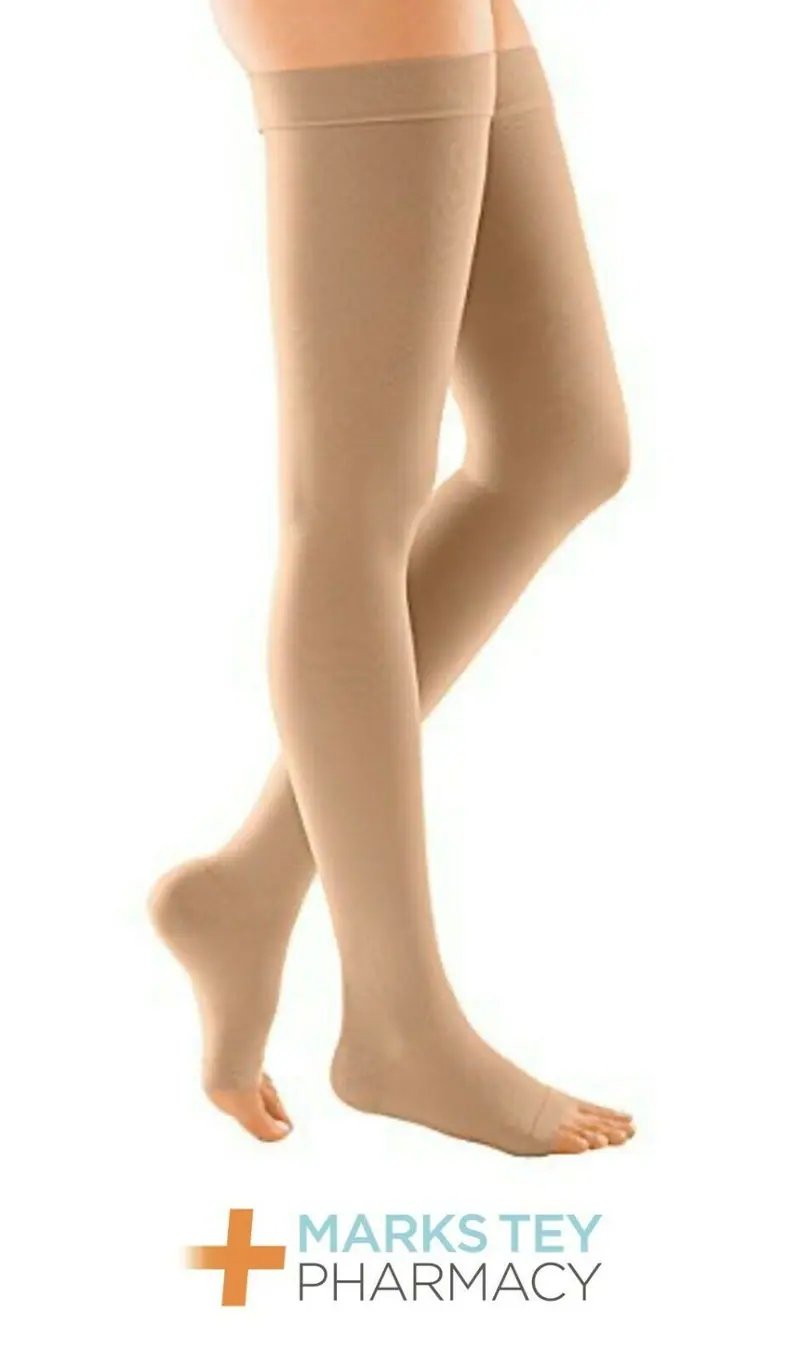 Duomed Class 2 Stockings Thigh Sand Open Toe
