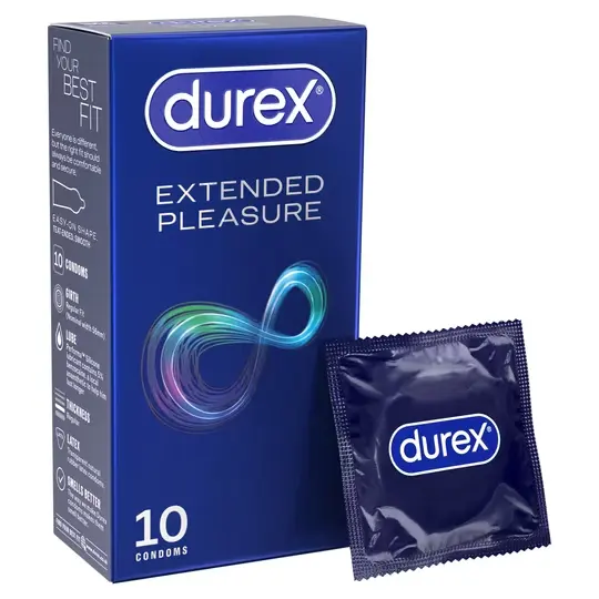 Durex Extended Pleasure Condoms 5% Benzocaine - 10 Pack