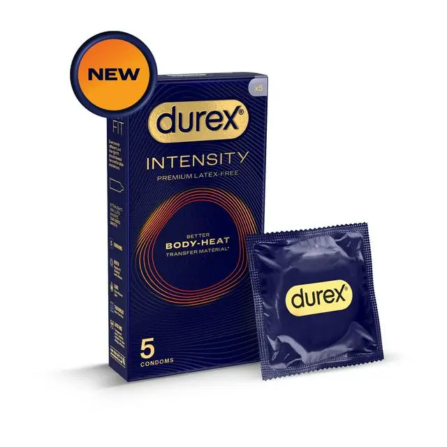 DUREX Intensity premium latex-free better BODY-HEAT transfer material 5 condoms