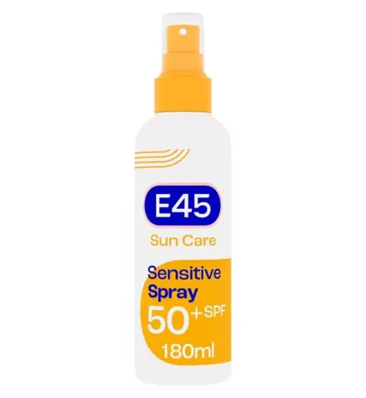E45 Sun Care Spray for Sensitive Skin. Hydrating Sun Spray with very high UVA and UVB protection and SPF 50+ 180ml