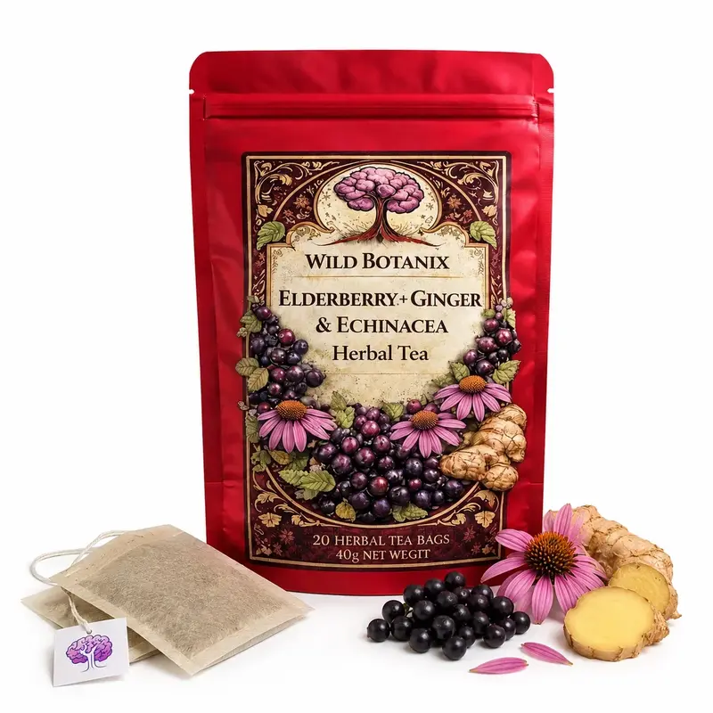 Elderberry, Ginger & Echinacea Herbal Tea – Organic, 20 Bags