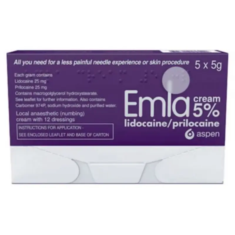 EMLA® Cream 5% – 5 × 5g + 12 Dressings (P)