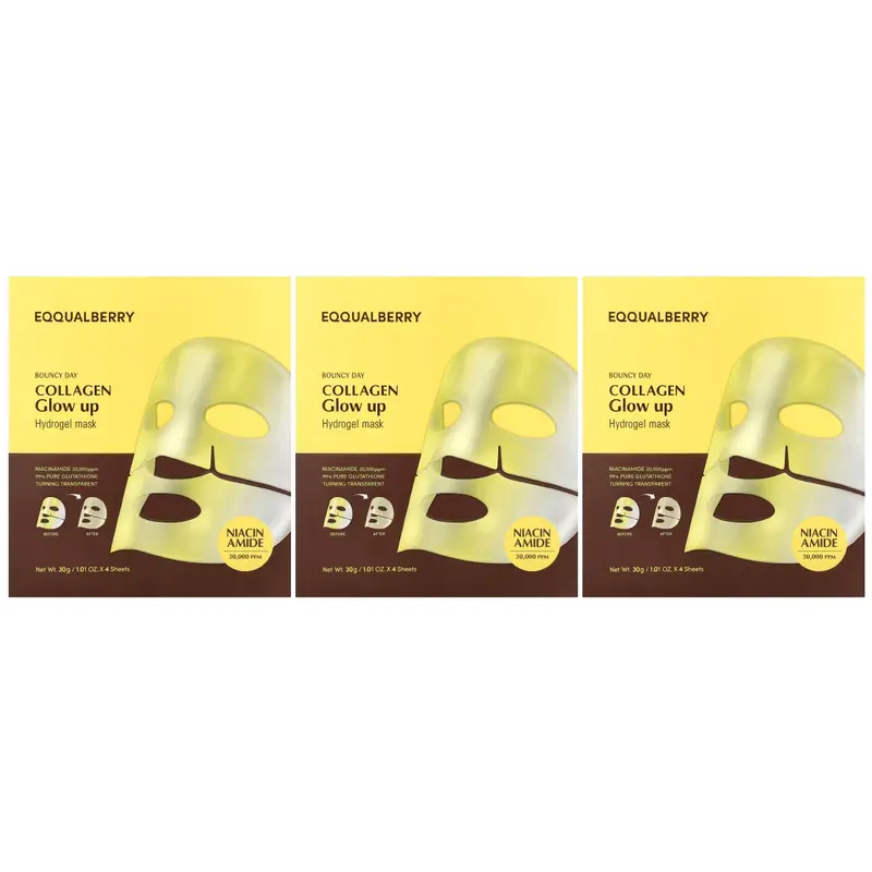 EQQUALBERRY - Collagen Glow Up Hydrogel Mask 30g. (Pack of 3)
