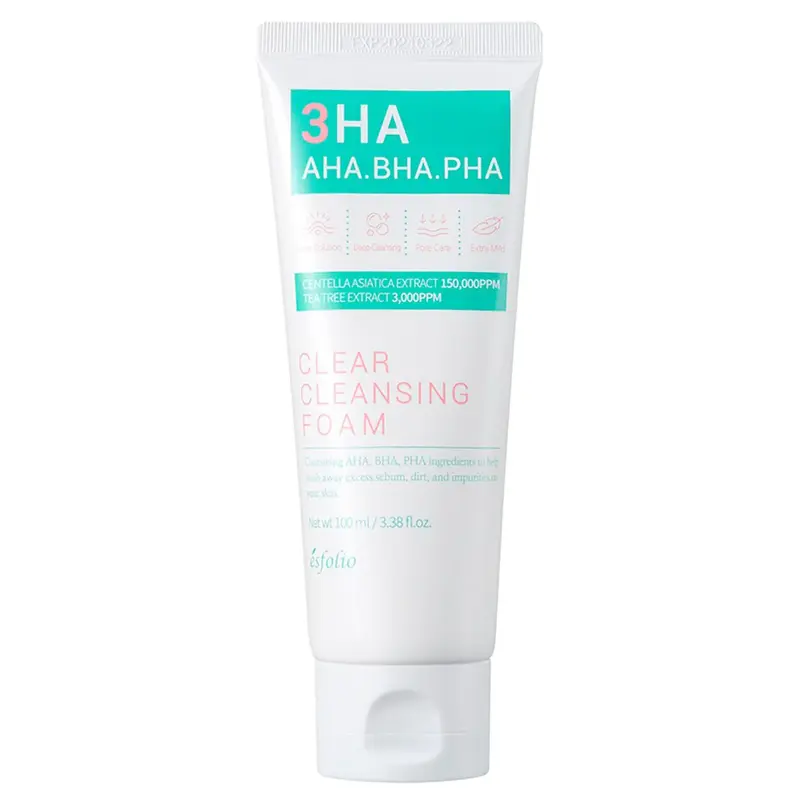 Esfolio - 3Ha Clear Cleansing Foam AHA BHA PHA 100ml.