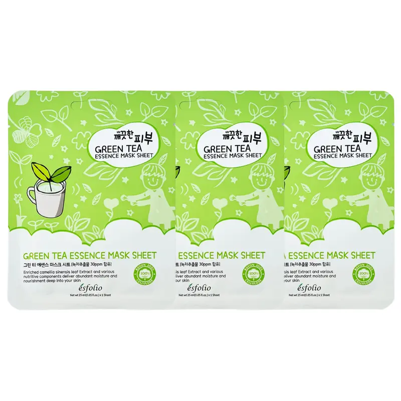Esfolio - Pure Skin Green Tea Essence Mask Sheet 25ml. (Pack of 3)