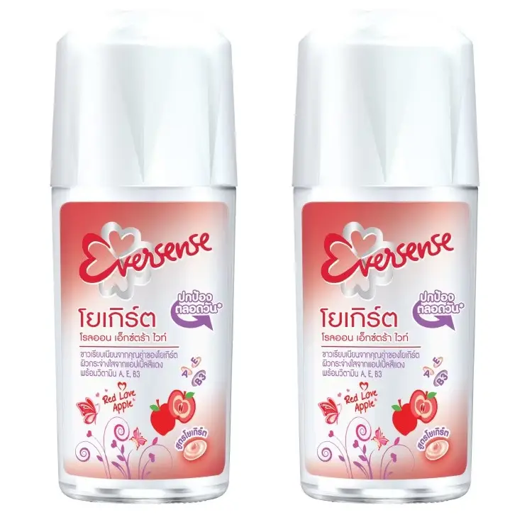 Eversense - Extra White Roll-On Deodorant Yogurt Red Love Apple 45ml. (Pack of 2)