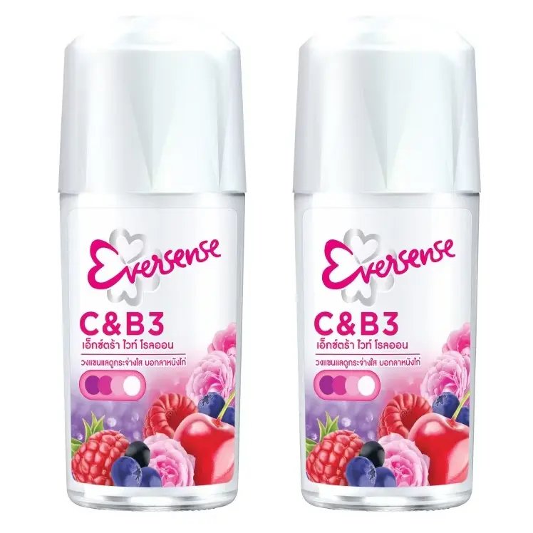 Eversense - Super Fruit Extra White Roll-On Deodorant Mixed Berry 45ml. (Pack of 2)