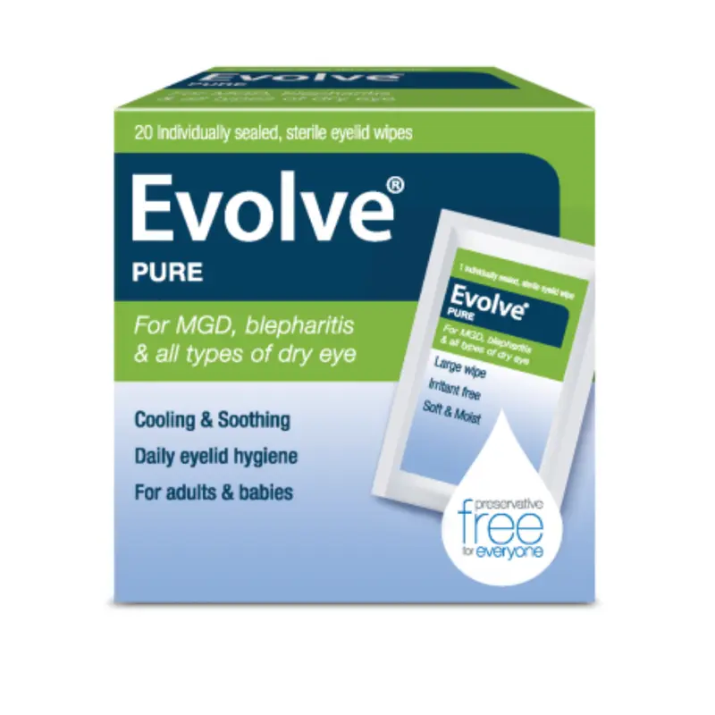 Evolve Pure EyeLid Wipes Pack of 20