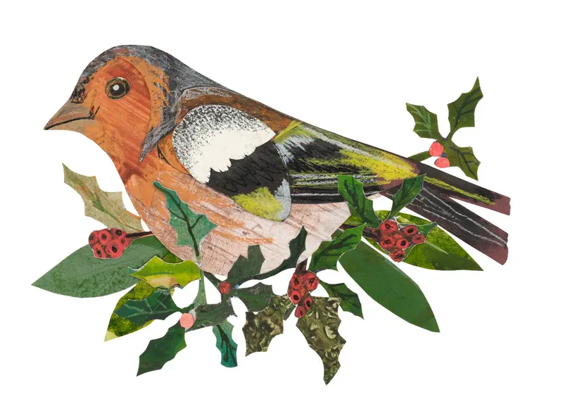 Festive Chaffinch birch plywood decoration
