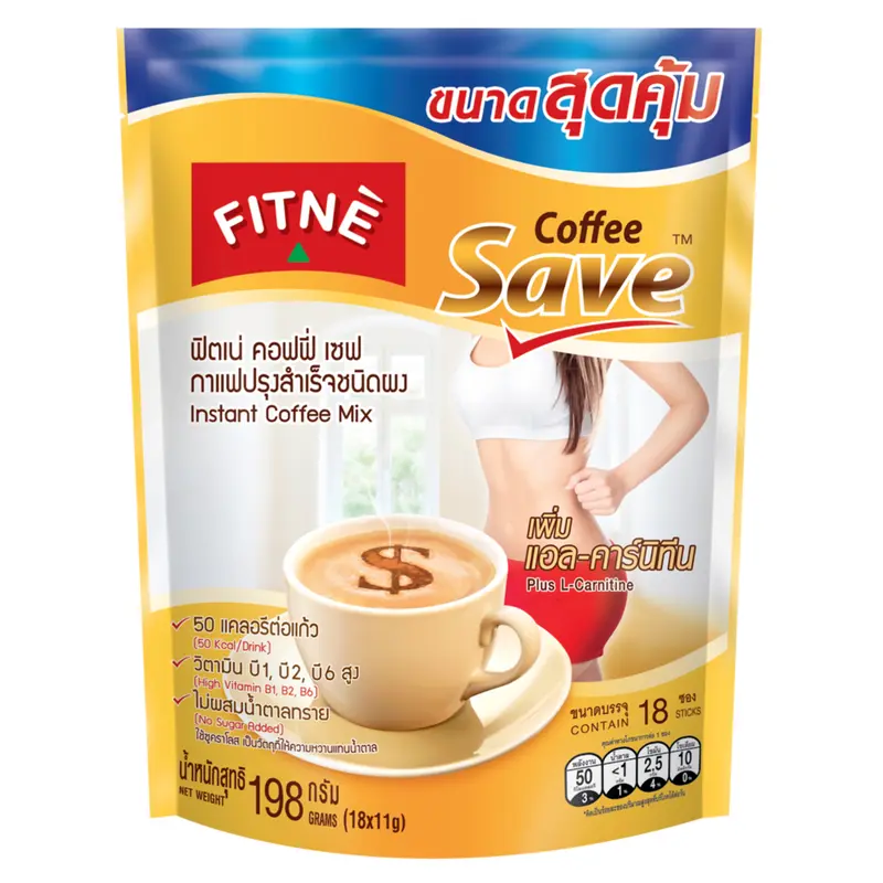 Fitne - Coffee Save, Instant Coffee Mix 198g. (18 x 11g. sachets)