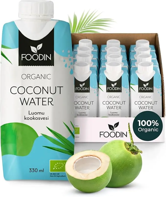 Foodin Organic Coconut Water with Electrolytes Pack of 12 (12 x 330ml)