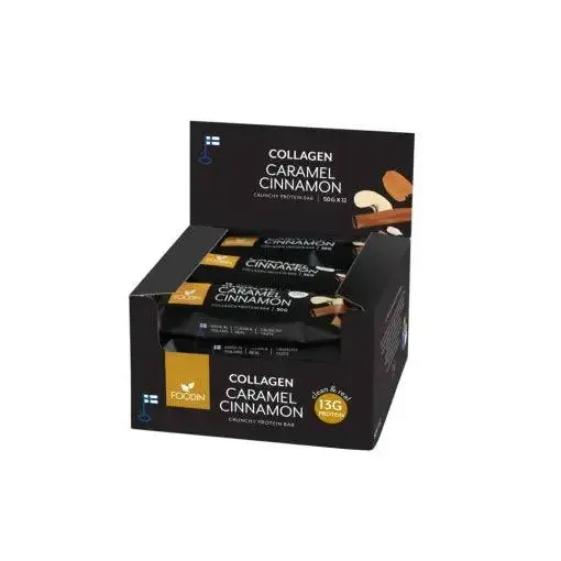 Foodin Organic Collagen Protein Bar Caramel Cinnamon, 50g x 12 pcs