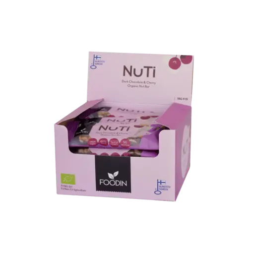 FoodIn Organic NUTI Dark Chocolate & Cherry, 35g x 15 pcs