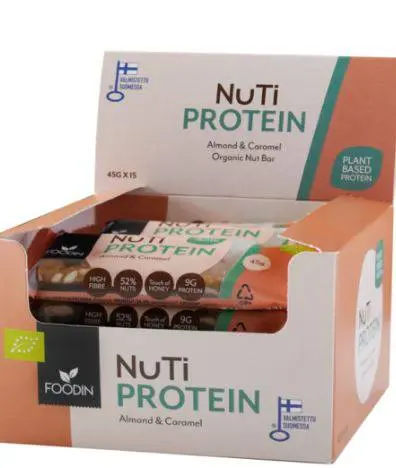 FoodIn Organic NUTI Protein Almond & Caramel, 45g x 15 pcs