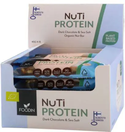 FoodIn Organic NUTI Protein Dark Chocolate & Sea Salt, 45g x 15pcs