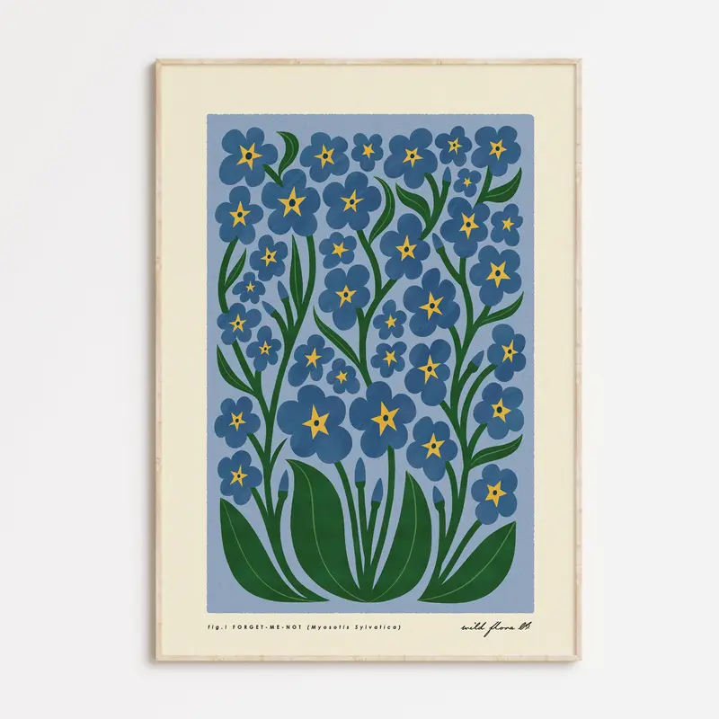 Forget Me Not | Modern-Retro Wildflower Art Print Wall Decor
