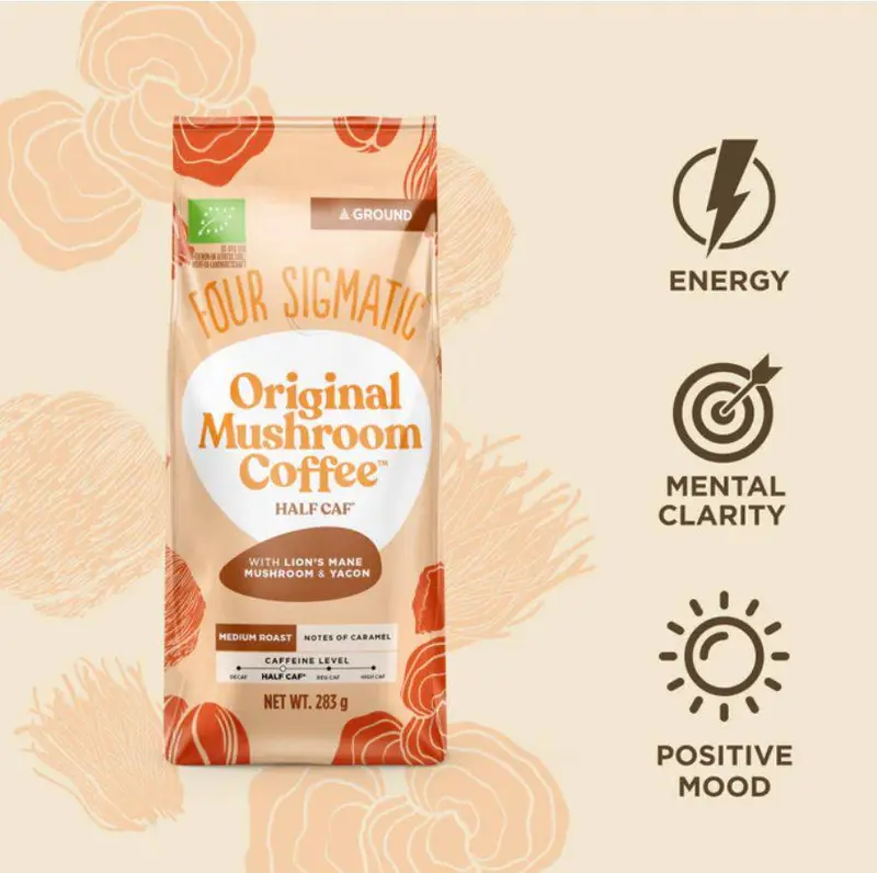 Four Sigmatic Organic Half Caffeine Ground Coffee Bag 13 Servings 283g