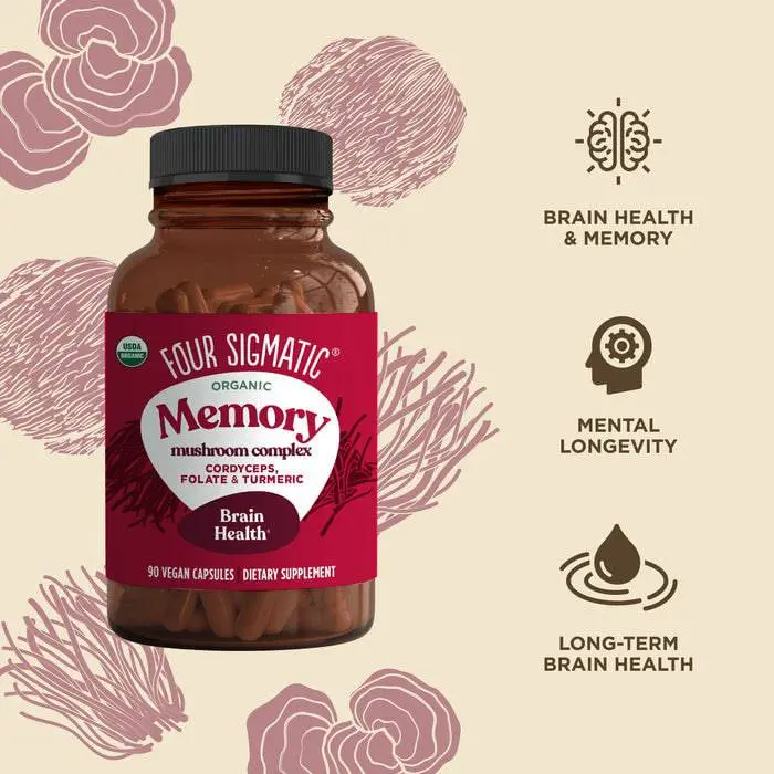 Four Sigmatic Organic Mushroom Capsules with Cordyceps, Folate, Turmeric 90Caps