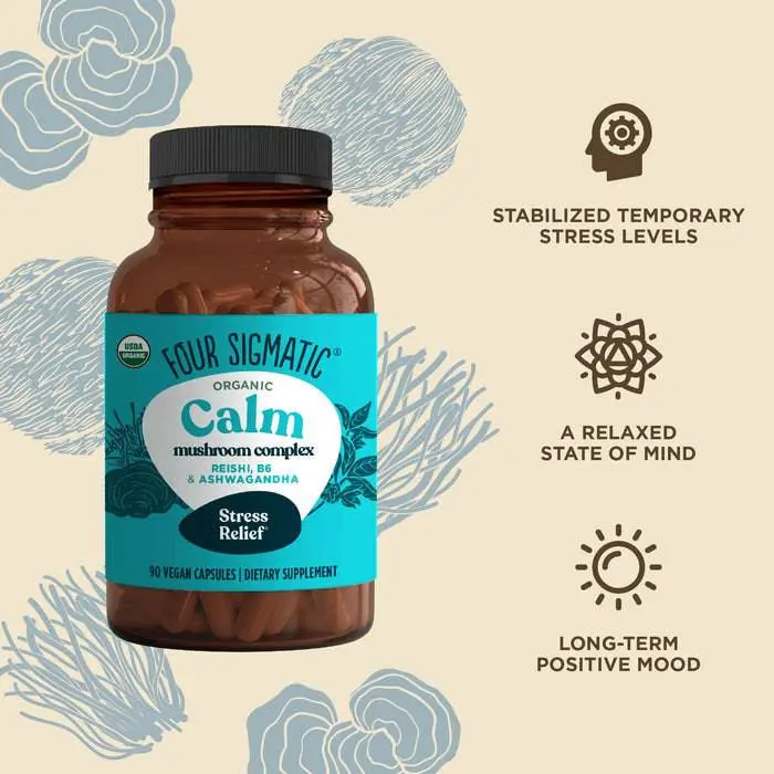Four Sigmatic Organic Mushroom Capsules with Reishi, B6 & Ashwagandha 90Caps