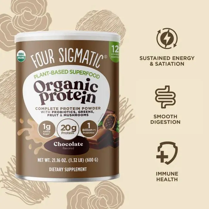 Four Sigmatic Organic Plant Based Protein with Mushroom Creamy Cacao 600g