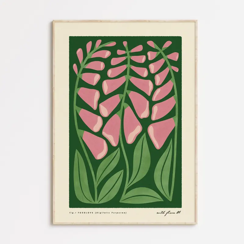 Foxglove | Modern-Retro Wildflower Art Print | Wall Decor