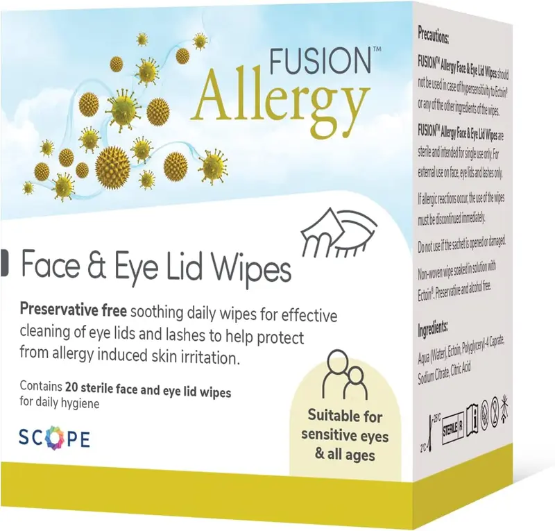 Fusion Allergy Face & Eye Wipes - 20 Wipes