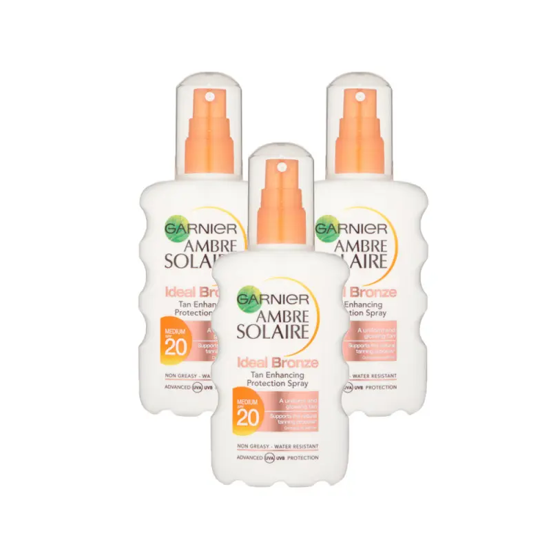 Garnier Ambre Solaire Ideal Bronze Tan Spray SPF20 Triple Pack