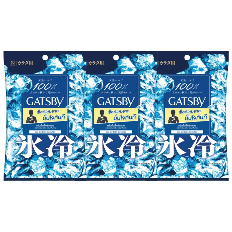 GATSBY - Ice-Type Bodypaper Ice Citrus 10 Sheets (Pack of 3)