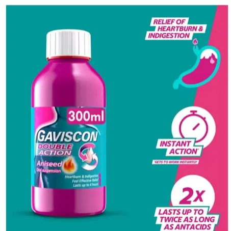Gaviscon Double Action Heartburn & Indigestion Liquid Aniseed – 250ml