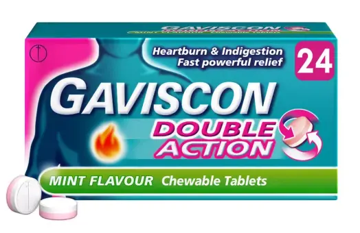 Gaviscon Double Action Mint Chewable Tablets - 24 Tablets
