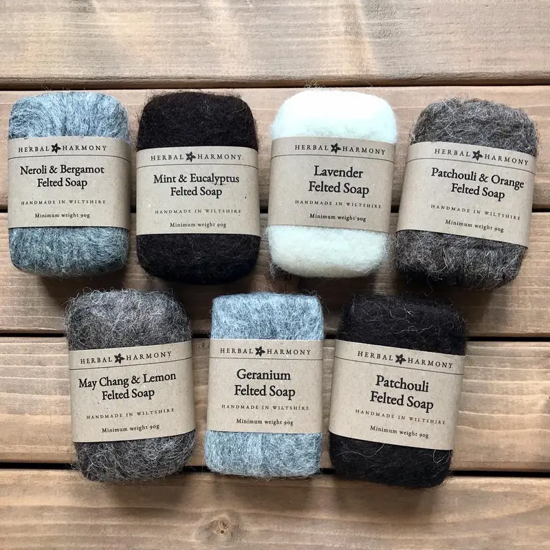 Geranium Felted Soap - Natural wool