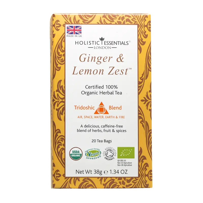 Ginger & Lemon Zest™ - Organic Herbal Tea - Tridoshic Blend
