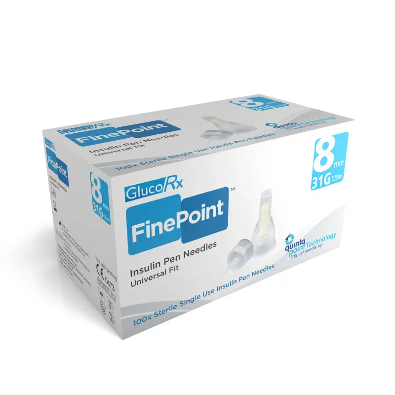 GlucoRx Finepoint Pen Needles 8mm 31g