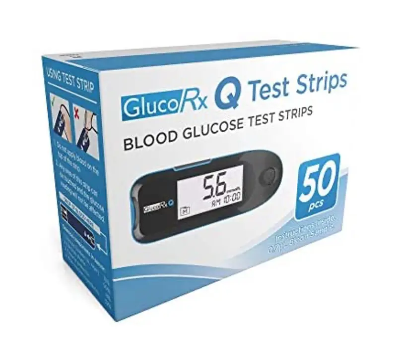 GlucoRx Q Blood Glucose Test Strips - Box of 50