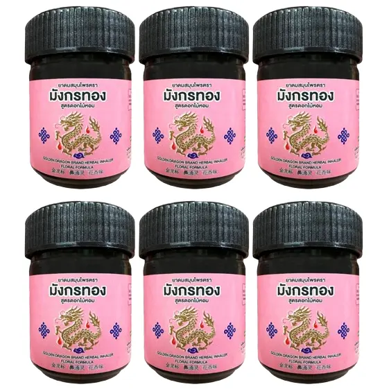 Golden Dragon - Herbal Inhaler Foral Formula Pink (Pack of 6) - Made in Thailand