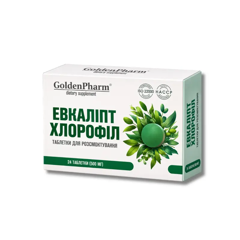 Golden Pharm Eucalyptus + Chlorophyll 500mg | 24 Tablets