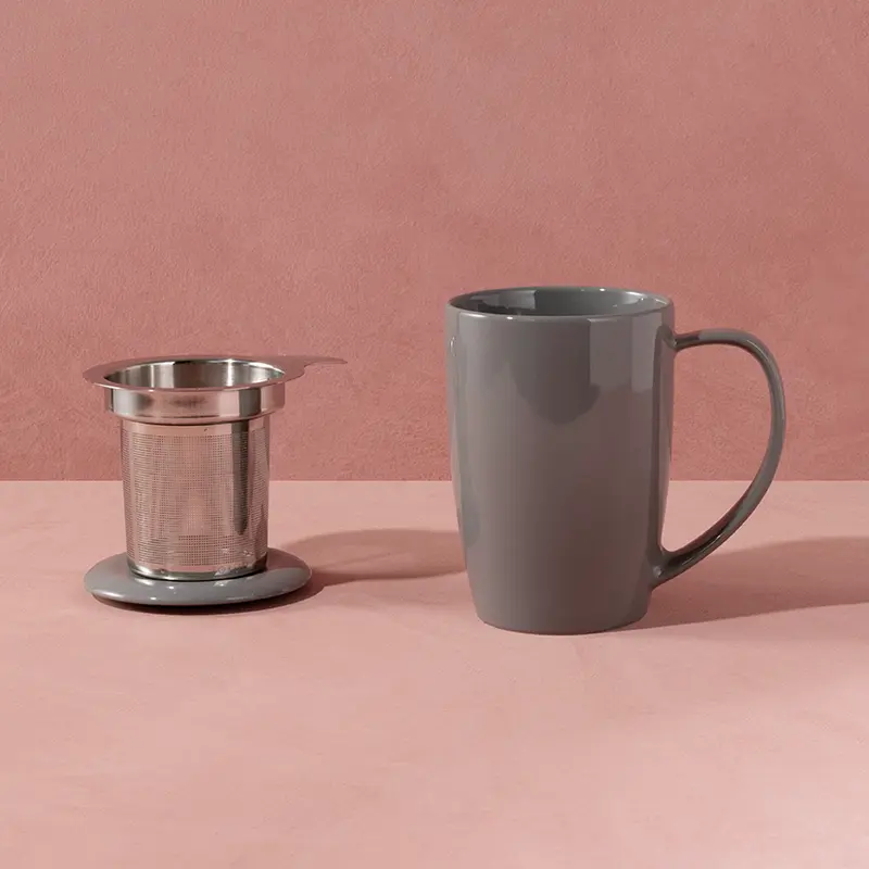 Grey Tea Mug with Infuser