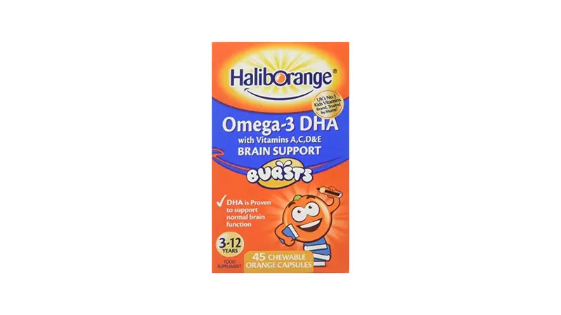 Haliborange Omega-3 with Vitamins A, C, D & E Brain Support Chewable Orange Capsules (N)